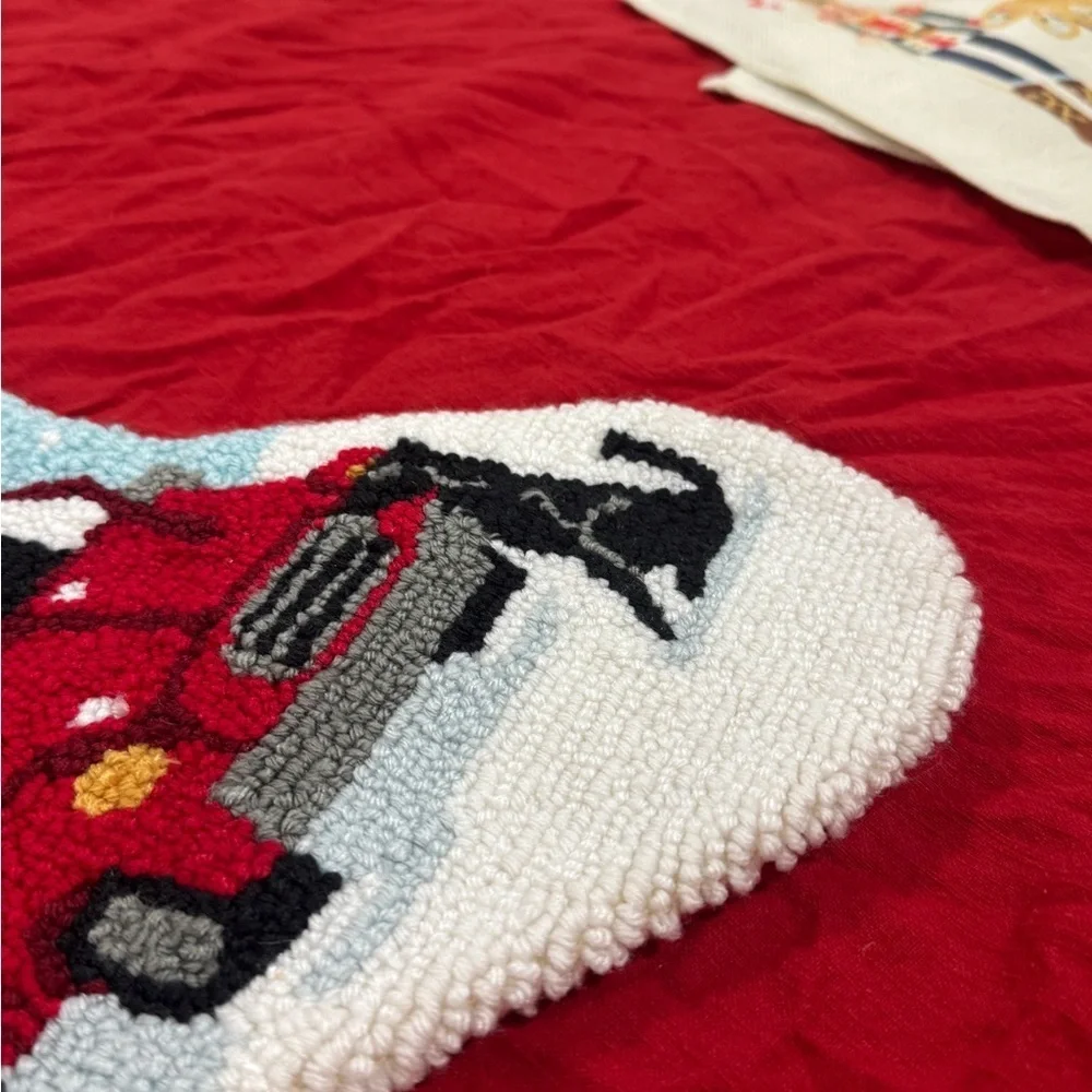 Needlepoint Stocking christmas lab car gifts holidays black dog puppy decor